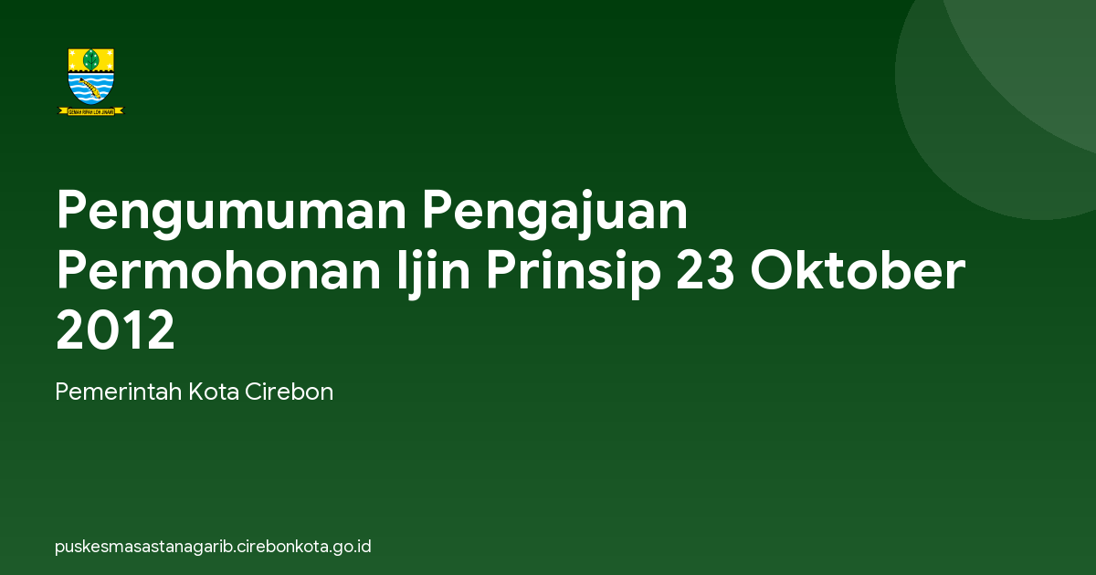 Pengumuman Pengajuan Permohonan Ijin Prinsip 23 Oktober 2012