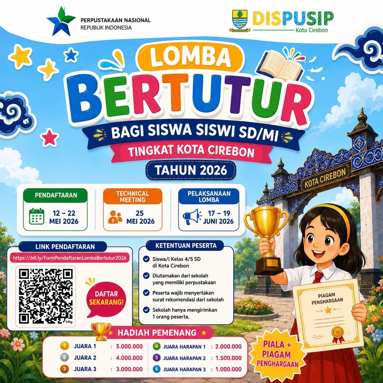 Informasi Lomba Bertutur Bagi Siswa/Siswi SD/MI Tingkat Kota Cirebon Tahun 2026