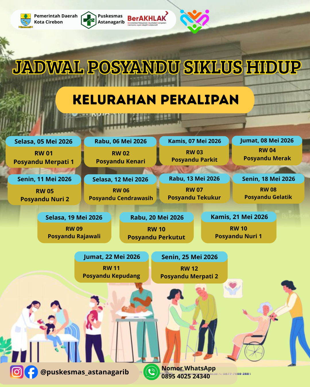 Jadwal Posyandu SIklus Hidup di Puskesmas Astanagarib Kelurahan Pekalipan Bulan Mei 2026